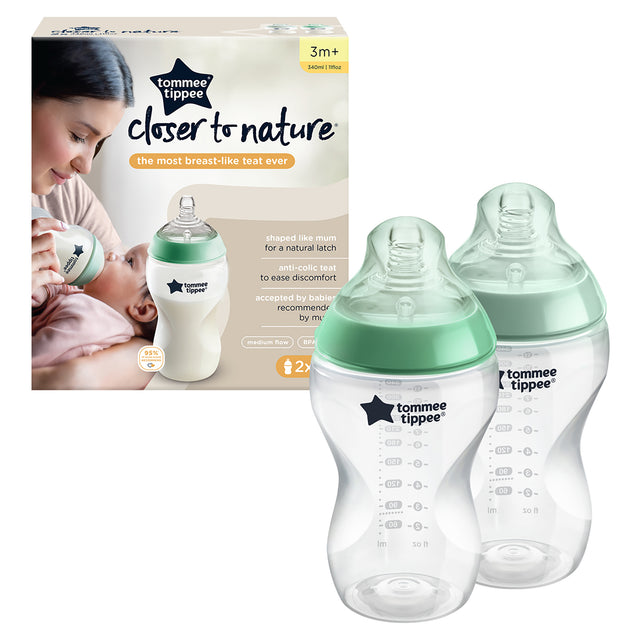 Tommee Tippee Clear Feeding Bottles 340ml 2 Pack