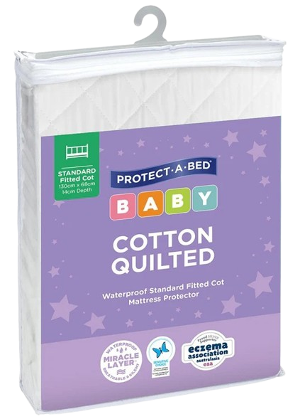 Protect-A-Bed Cotton Quilted Waterproof Standard Fitted Cot Mattress Protector