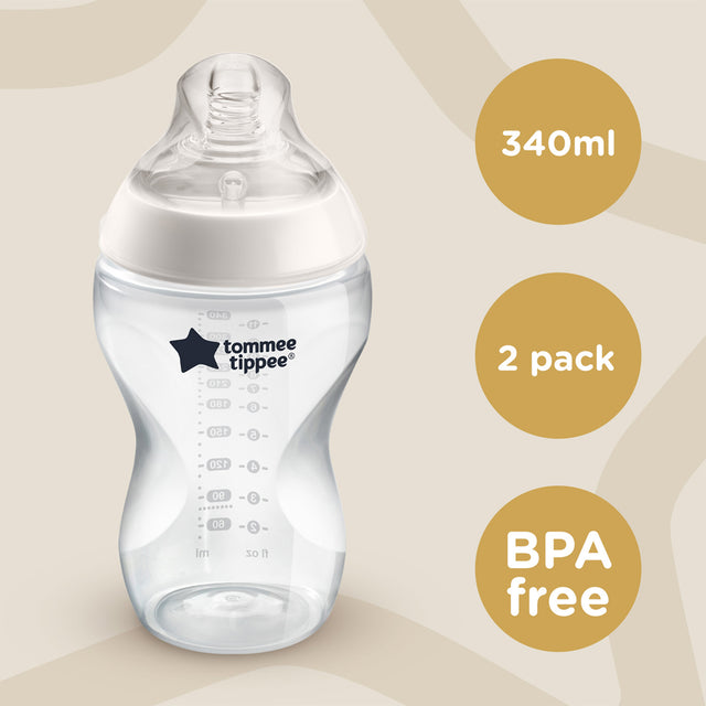Tommee Tippee Clear Feeding Bottles 340ml 2 Pack