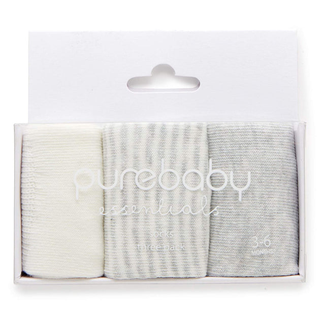 PureBaby 3 Sock Pack - Grey Melange