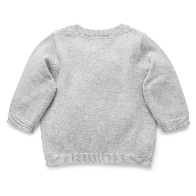 PureBaby Cotton Cardigan - Pale Grey Melange