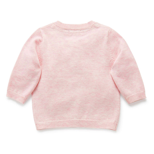 PureBaby Cotton Cardigan - Pale Pink Melange