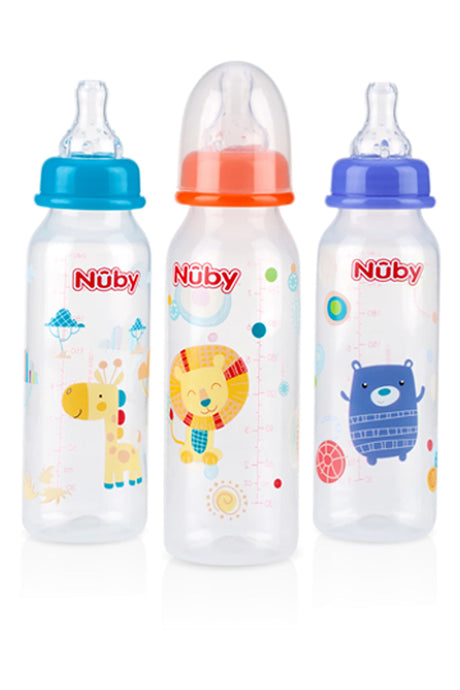 Nuby Bottles With Vari-Flow Teat, (240ml) (Pack of 3)