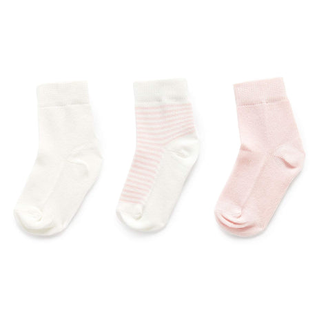 PureBaby 3 Sock Pack - Pale Pink