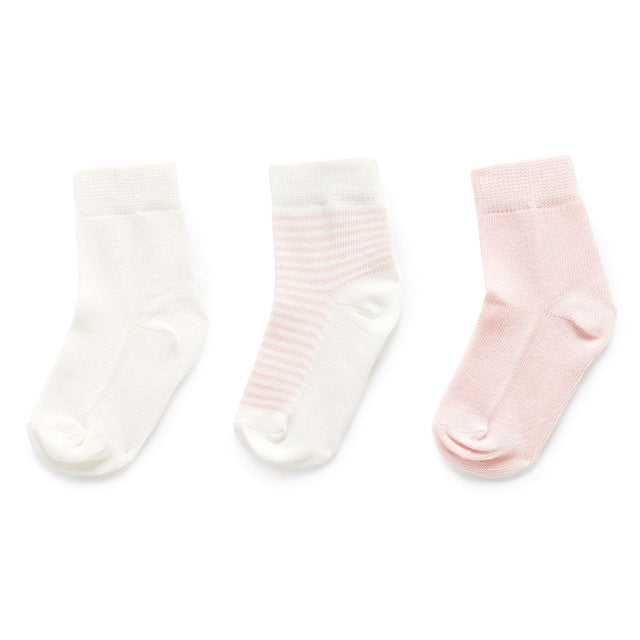 PureBaby 3 Sock Pack - Pale Pink