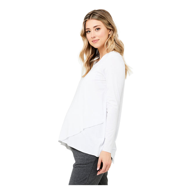 Ripe Raw Edge Nursing Top - White