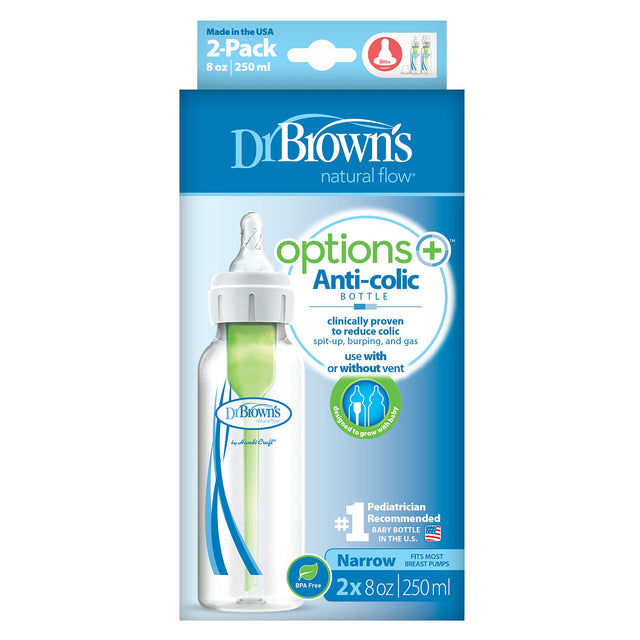 Dr Browns Options Natural Flow 250ml Narrow Neck Feeding Bottle 2 Pack