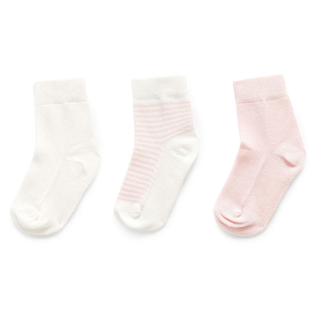 PureBaby 3 Sock Pack - Pale Pink