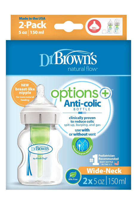 Dr Browns Options Wide Neck Anti-Colic Feeding Bottle, (150ml)(Pack of 2)