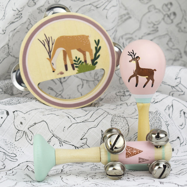 Woodland Wooden 3pcs Musical Set Deer