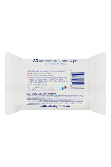 Milton Antibacterial Surface Wipes, (Pack of 30)