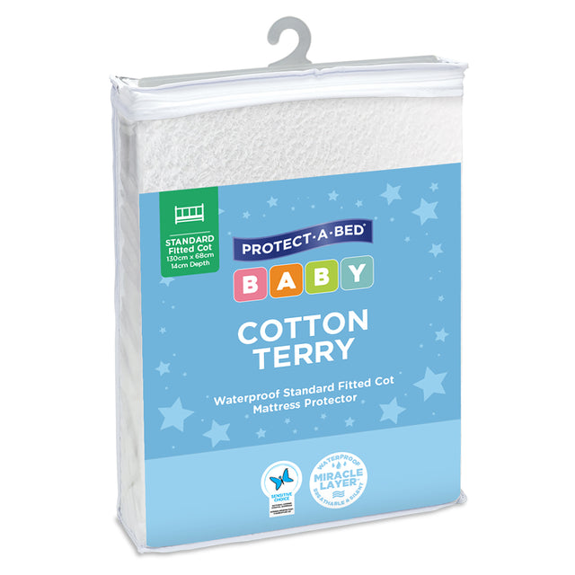 Protect-A-Bed Cotton Terry Waterproof Fitted Cot Mattress Protector