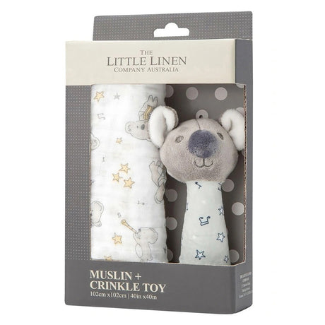 Little Linen Muslin Wrap & Crinkle Toy - Cheeky Koala