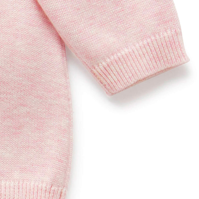 PureBaby Cotton Cardigan - Pale Pink Melange