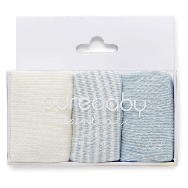 PureBaby 3 Sock Pack - Pale Blue