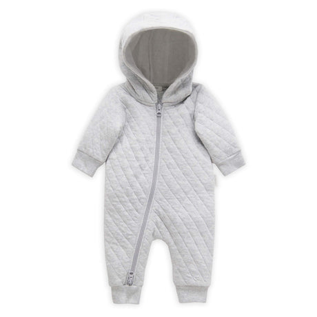 PureBaby Quilted Growsuit - Pale Grey Melange