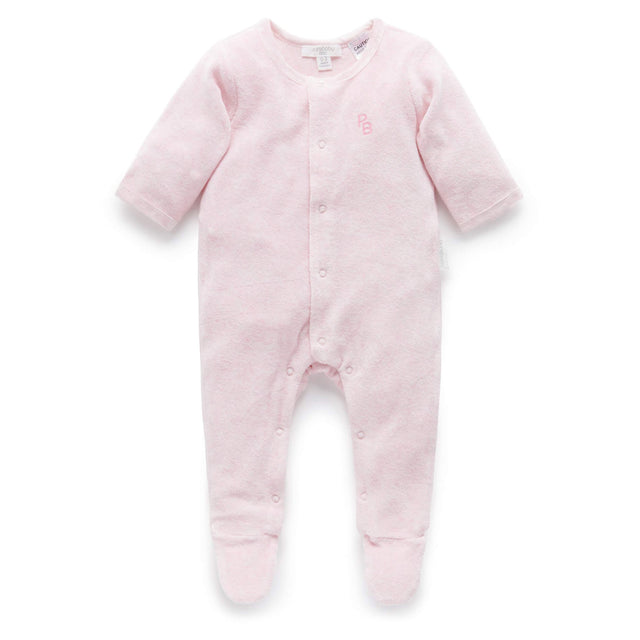 PureBaby Velour Growsuit - Soft Pink Melange