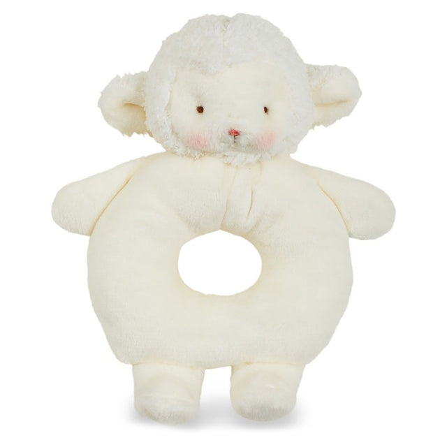 Bunnies By the Bay Ring Rattle Kiddo Lamb - White