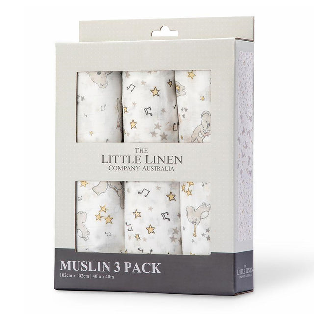 Little Linen Baby Muslin Wrap 3pk - Cheeky Koala