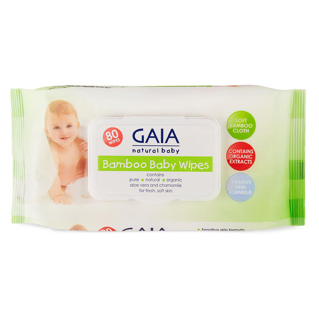 Gaia Natural Baby Bamboo Baby Wipes 80 Pack