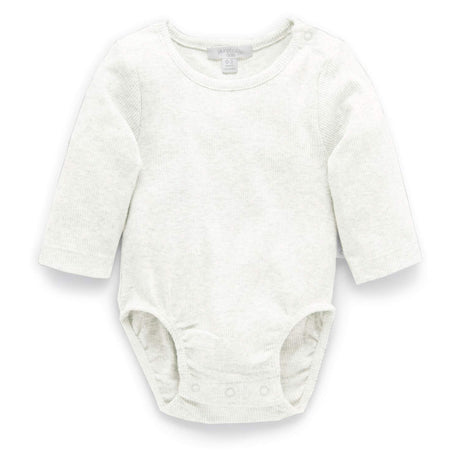 PureBaby Ribbed Long Sleeve Bodysuit - Vanilla