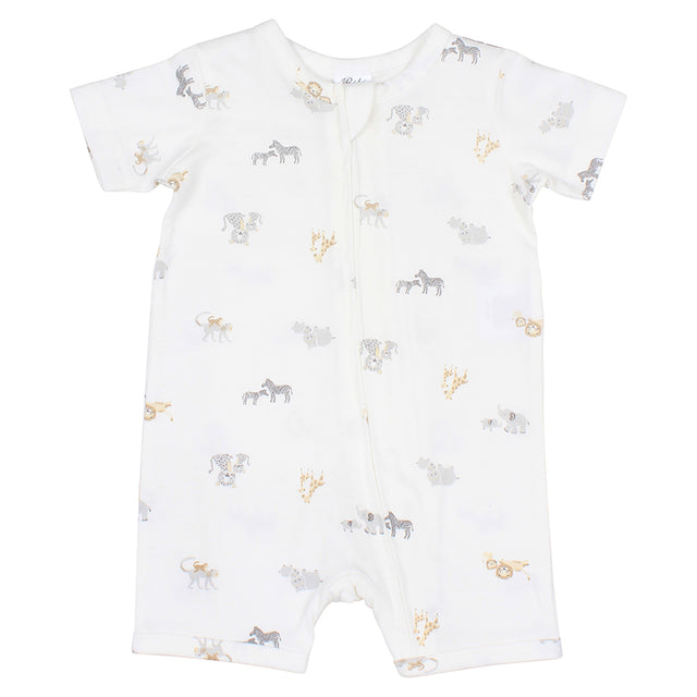 Bebe White Label Organic Short Sleeve Romper Safari