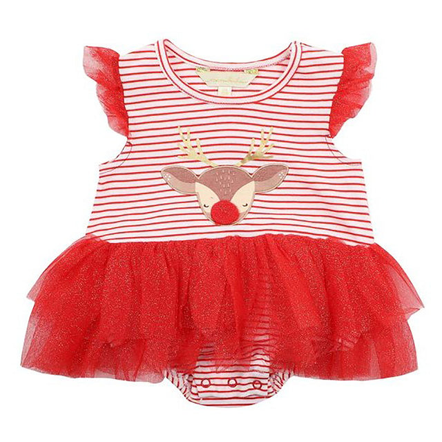 Minihaha Christmas Reindeer Romper Red