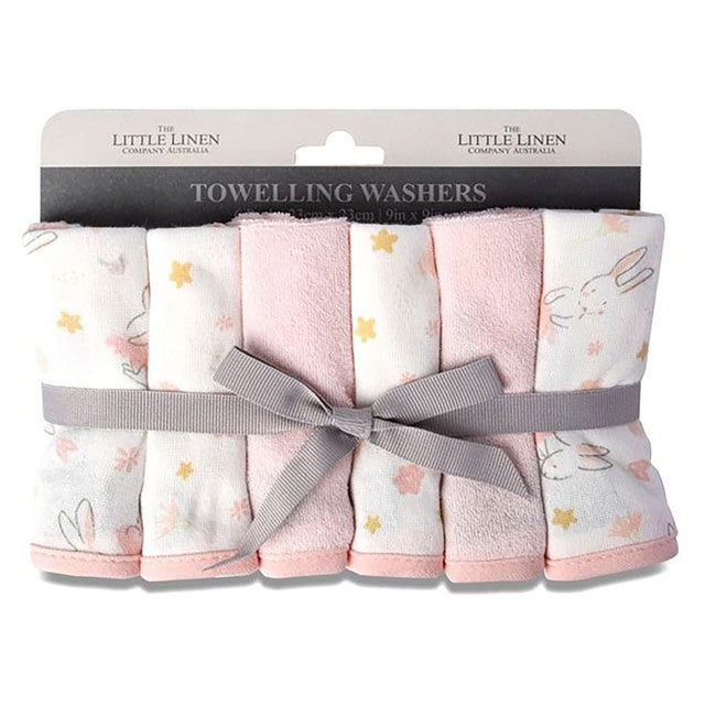 Little Linen Towelling Baby Face Washer 6pk - Ballerina Buddy