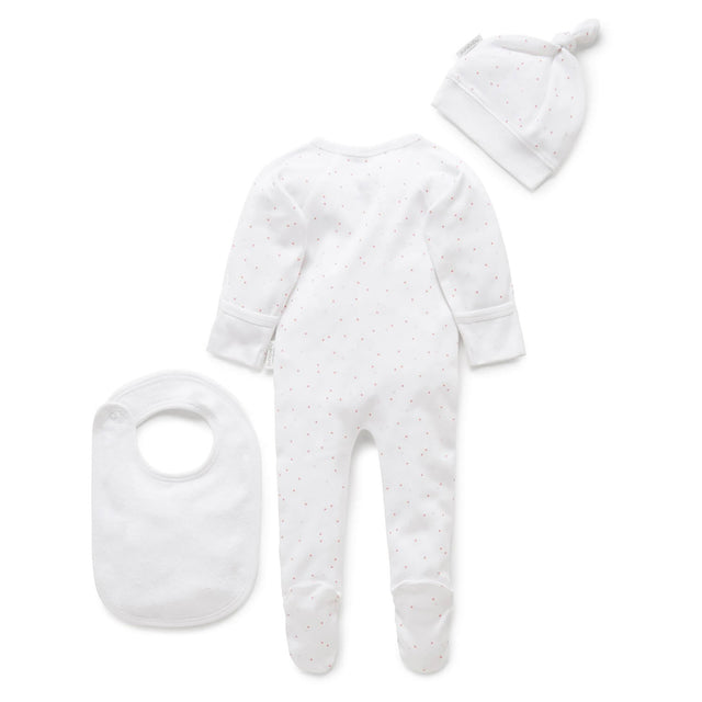 PureBaby 3 Piece Set - Pale Pink Spot