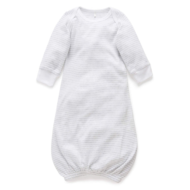 PureBaby Sleepsuit - Pale Grey Melange Stripe