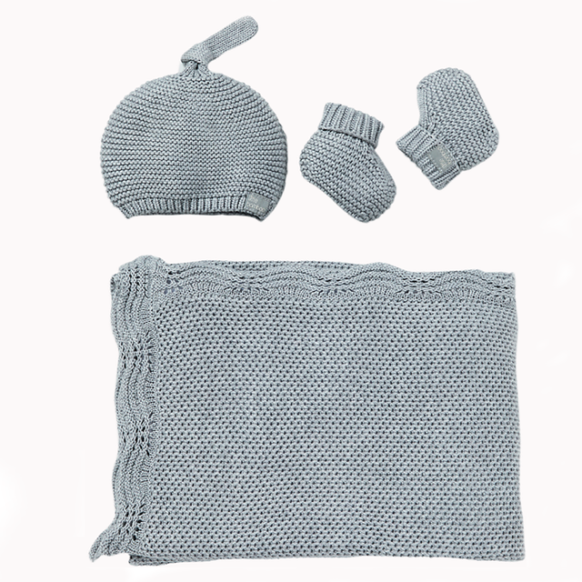 Little Bamboo Textured Knit Gift Set - Marle Grey