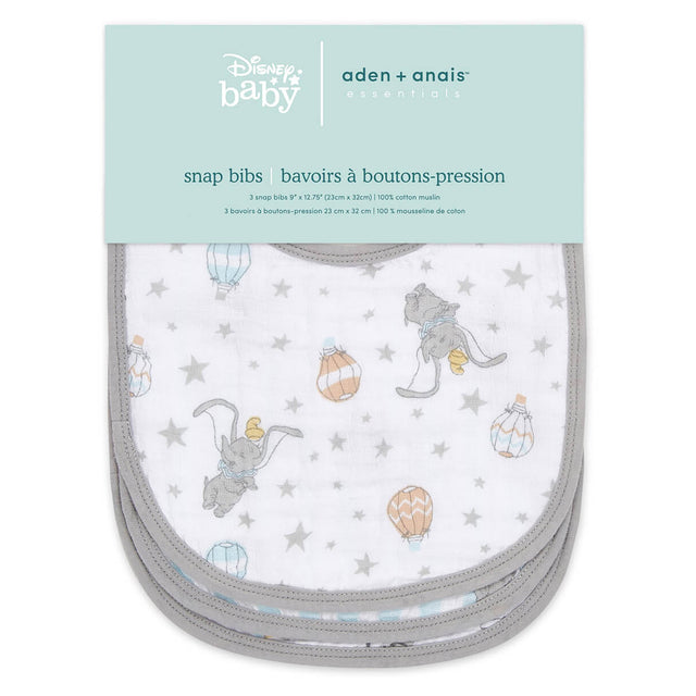 Aden & Anais Essentials Disney Dumbo New Heights 3 Pack Snap Bibs