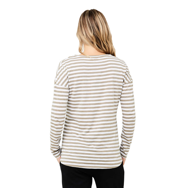 Ripe Lionel Long Sleeve Nursing Tee - Olive/White