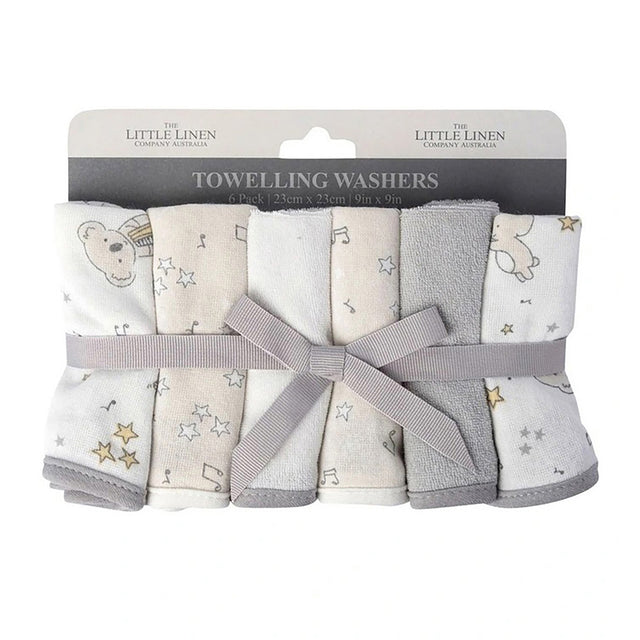 Little Linen Towelling Baby Face Washer 6pk - Cheeky Koala