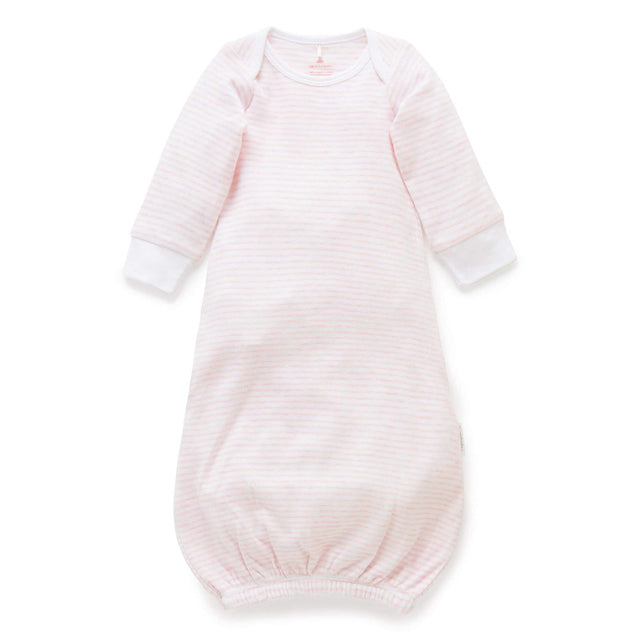 PureBaby Sleepsuit - Pale Pink Melange Stripe