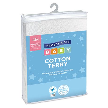 Protect-A-Bed Cotton Terry Waterproof Universal Fitted Cot Mattress Protector