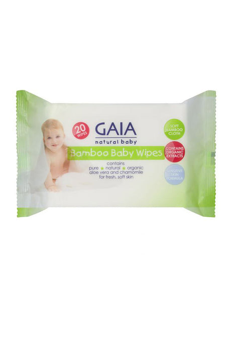 Gaia Natural Baby Bamboo Baby Wipes, (Pack of 20)