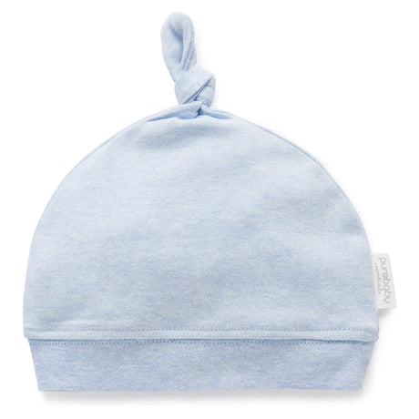 PureBaby Knot Hat - Pale Blue Melange