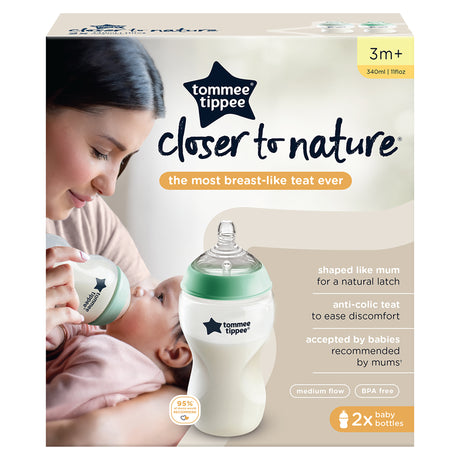 Tommee Tippee Clear Feeding Bottles 340ml 2 Pack