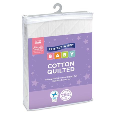 Protect-A-Bed Cotton Quilted Waterproof Universal Fitted Cot Mattress Protector