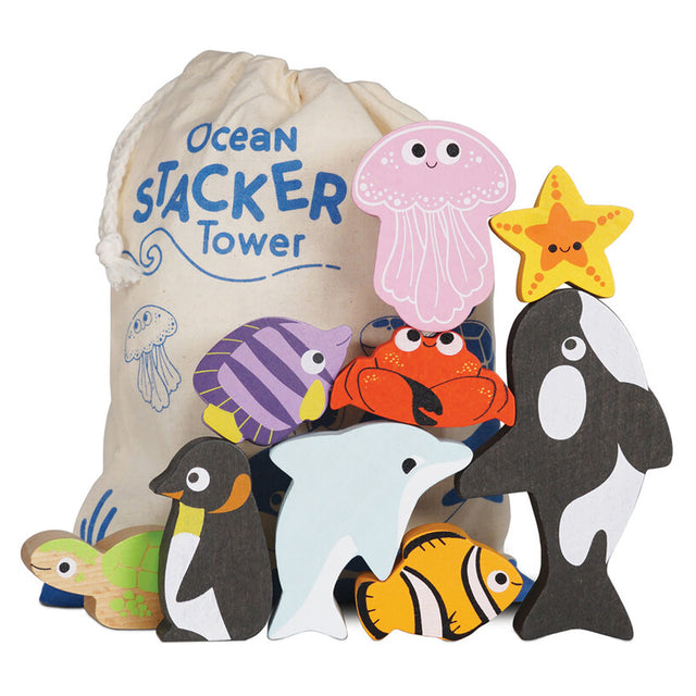 Petilou Ocean Stacking Animals & Bag