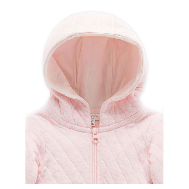 PureBaby Quilted Growsuit - Soft Pink Melange