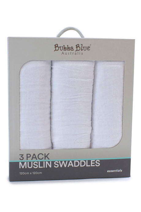 Bubba Blue Everyday Essentials Muslin Wraps, (Pack of 3)