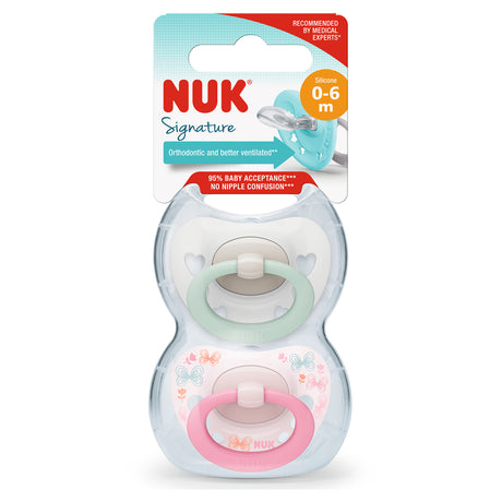 NUK Signature Silicone Soother 0-6 Months Girl