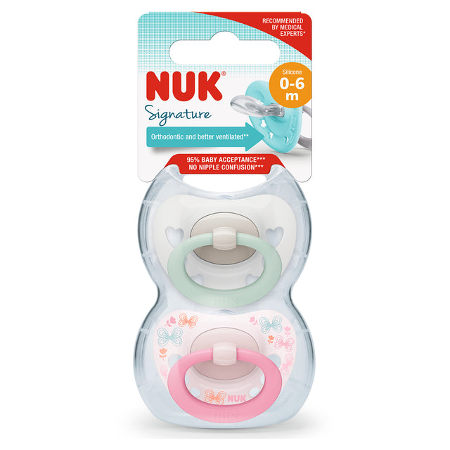 NUK Signature Silicone Soother 0-6 Months Girl