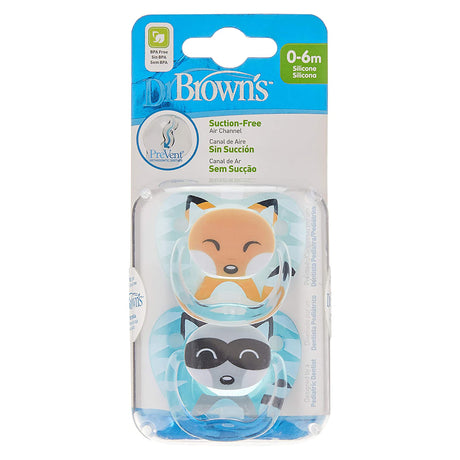 Dr Browns Animal Soother Fox/Raccoon 0-6 Months 2 Pack