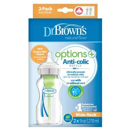 Dr Browns Options Wide Neck Anti-Colic 270ml Feeding Bottle 2-Pack