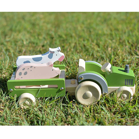 Kaper Kidz Wooden Tractor with Farm Animals