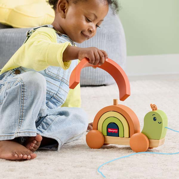Fisher-Price Wooden Tiny Garden Pull-Along Stacking Snail
