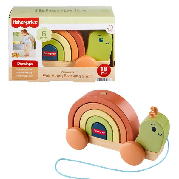 Fisher-Price Wooden Tiny Garden Pull-Along Stacking Snail